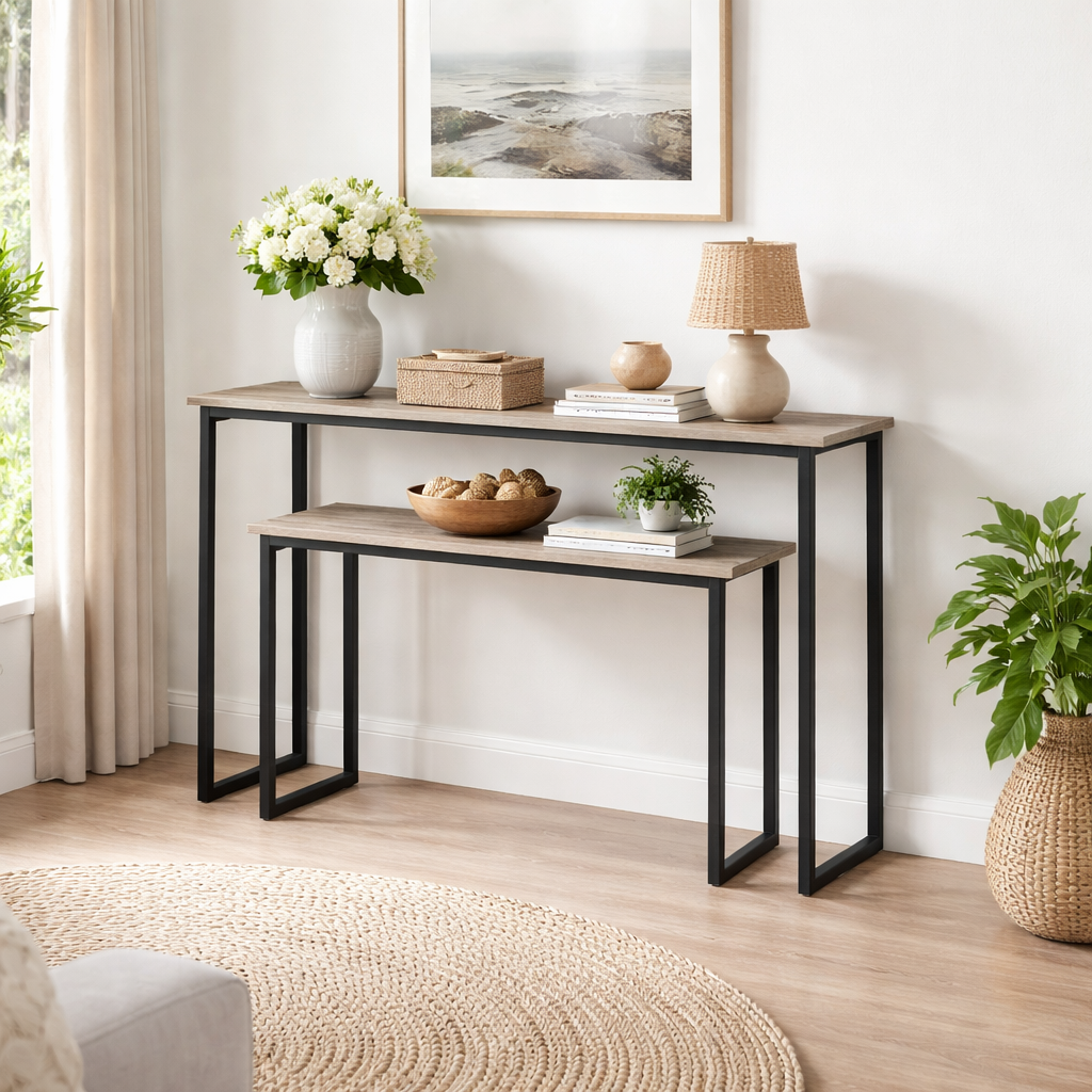 Lulani Brown Stone Nested Console Tables