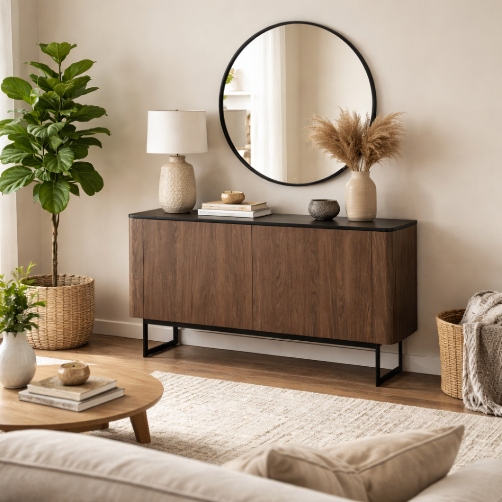 Myron Mocha Veneer Cabinet