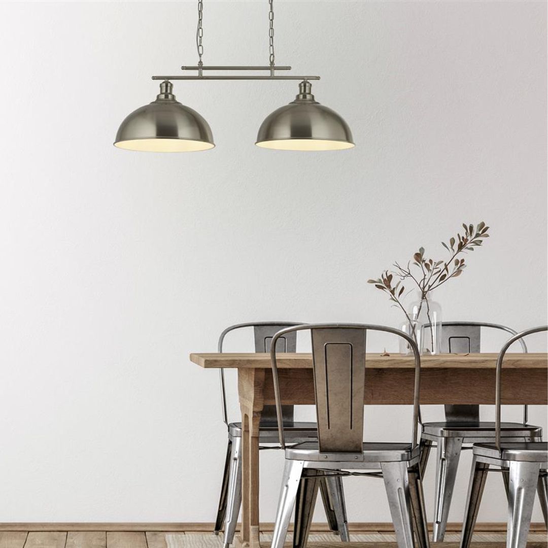 Fusion Satin Silver 2 Light Ceiling Pendant