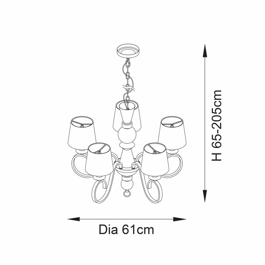 Suzette 5 Light Shaded Chandelier Ceiling Light