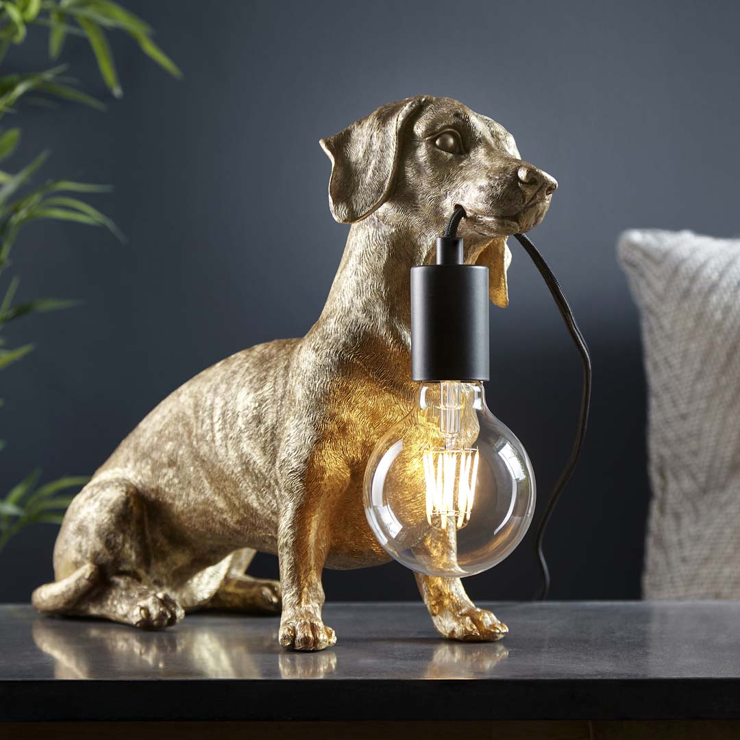 Wally Dog Gold Table Lamp