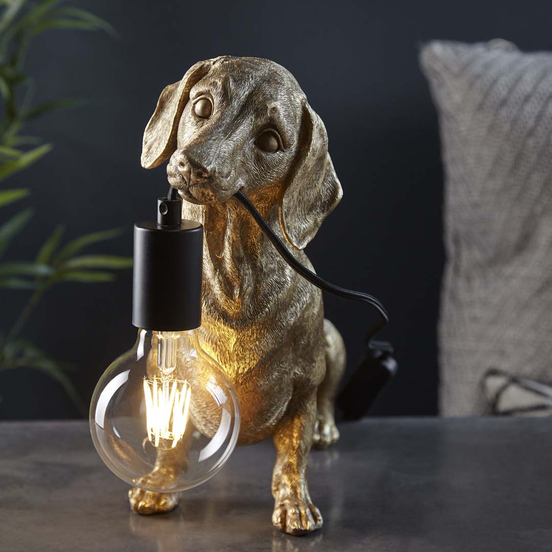 Wally Dog Gold Table Lamp