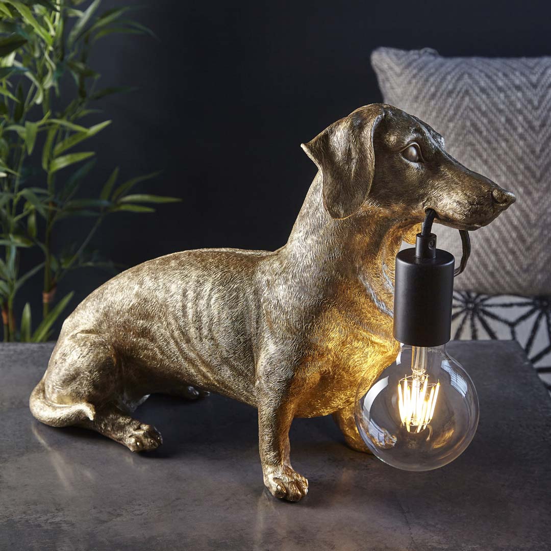 Wally Dog Gold Table Lamp