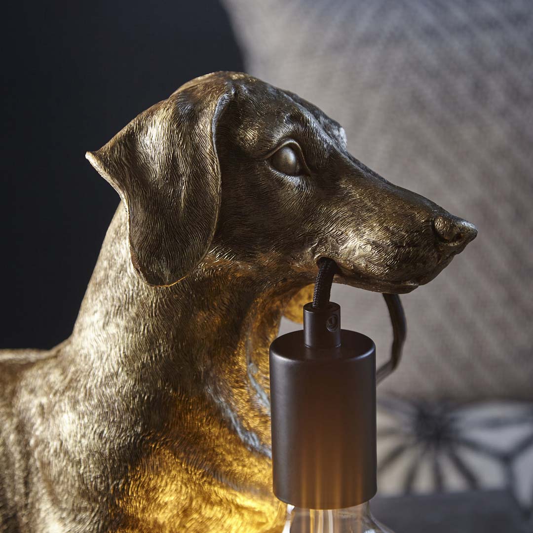 Wally Dog Gold Table Lamp