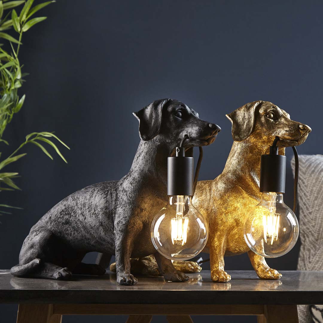 Wally Dog Gold Table Lamp
