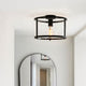Hopton Matte Black & Glass Flush Ceiling Light