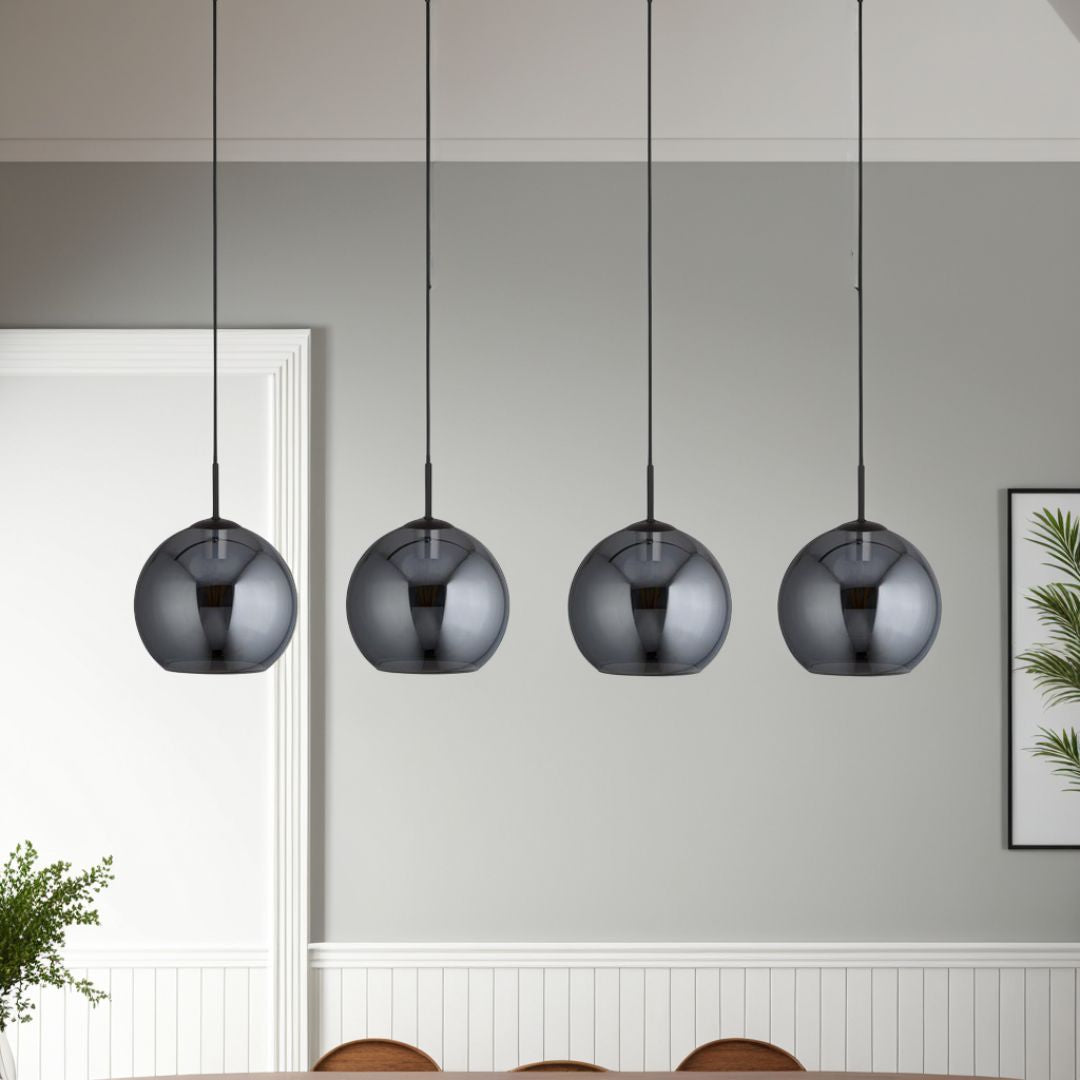Amsterdam 4 Light Black Linear Pendant Ceiling Light
