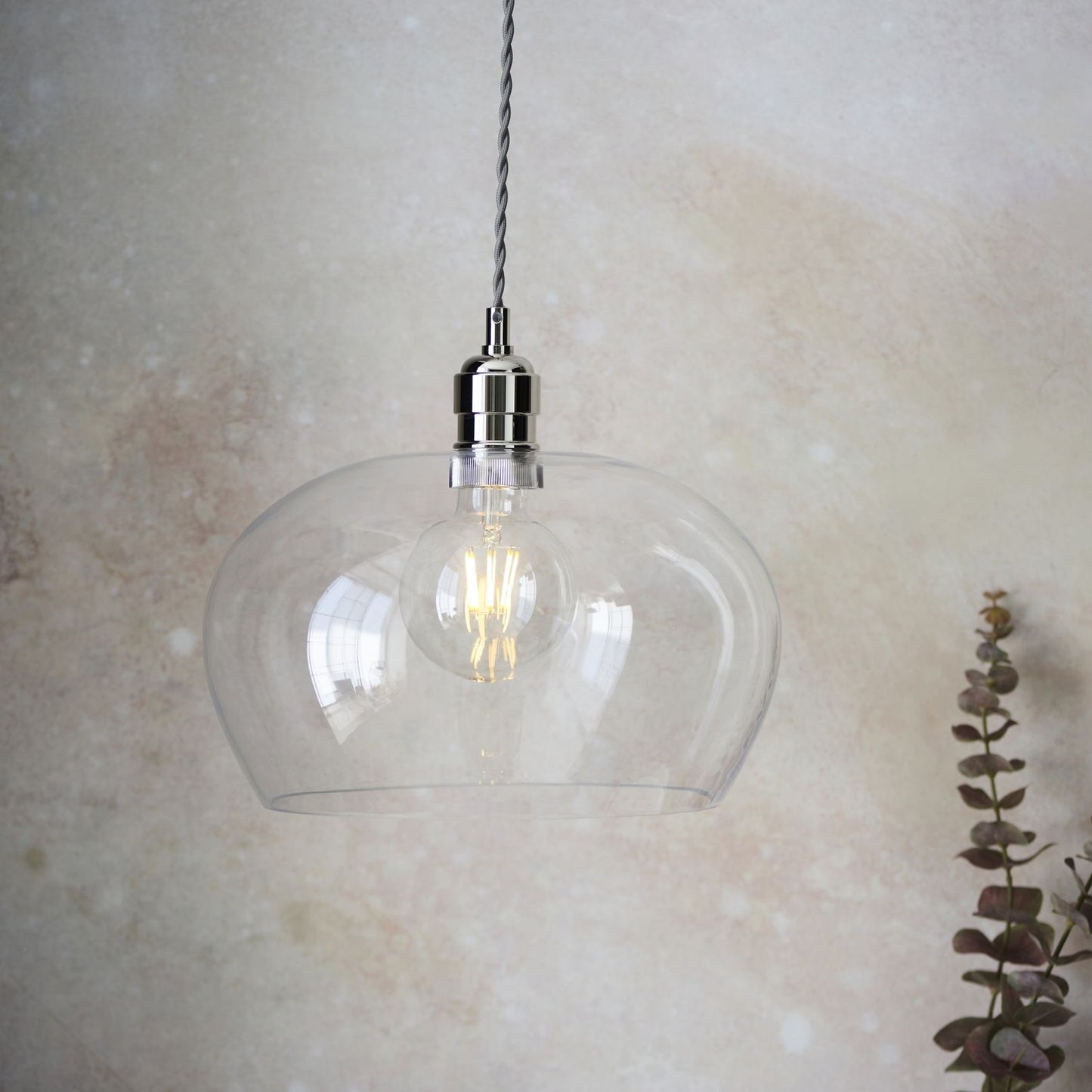 Stourton Nickel & Glass Bowl Pendant Ceiling Light