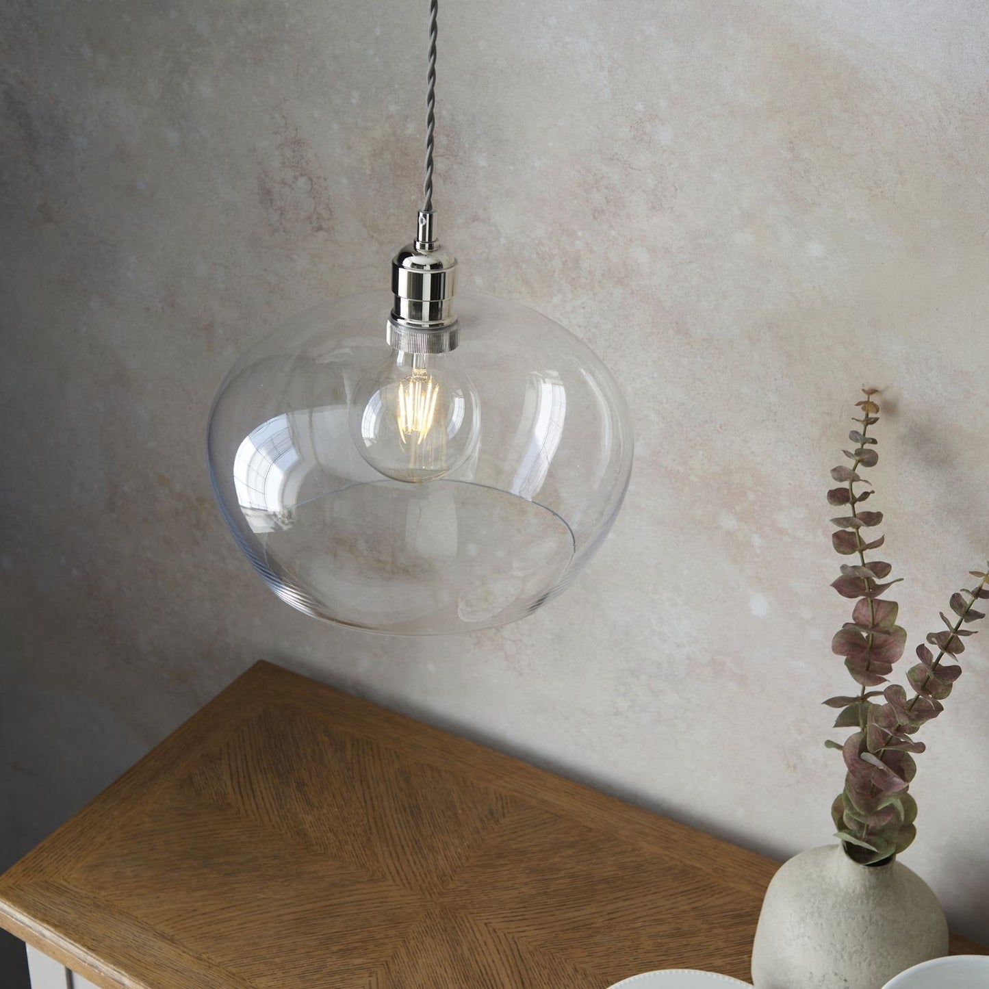 Stourton Nickel & Glass Bowl Pendant Ceiling Light