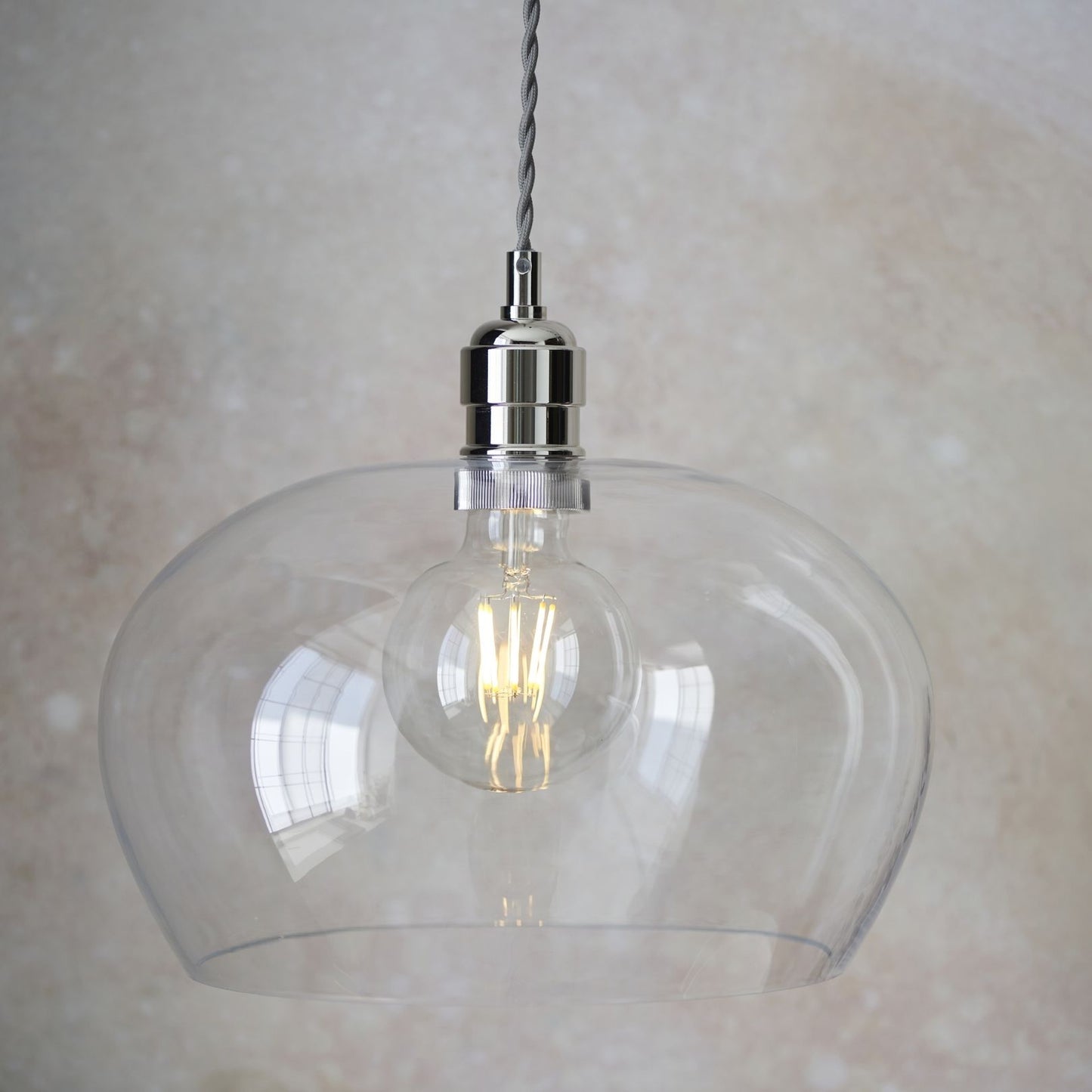 Stourton Nickel & Glass Bowl Pendant Ceiling Light