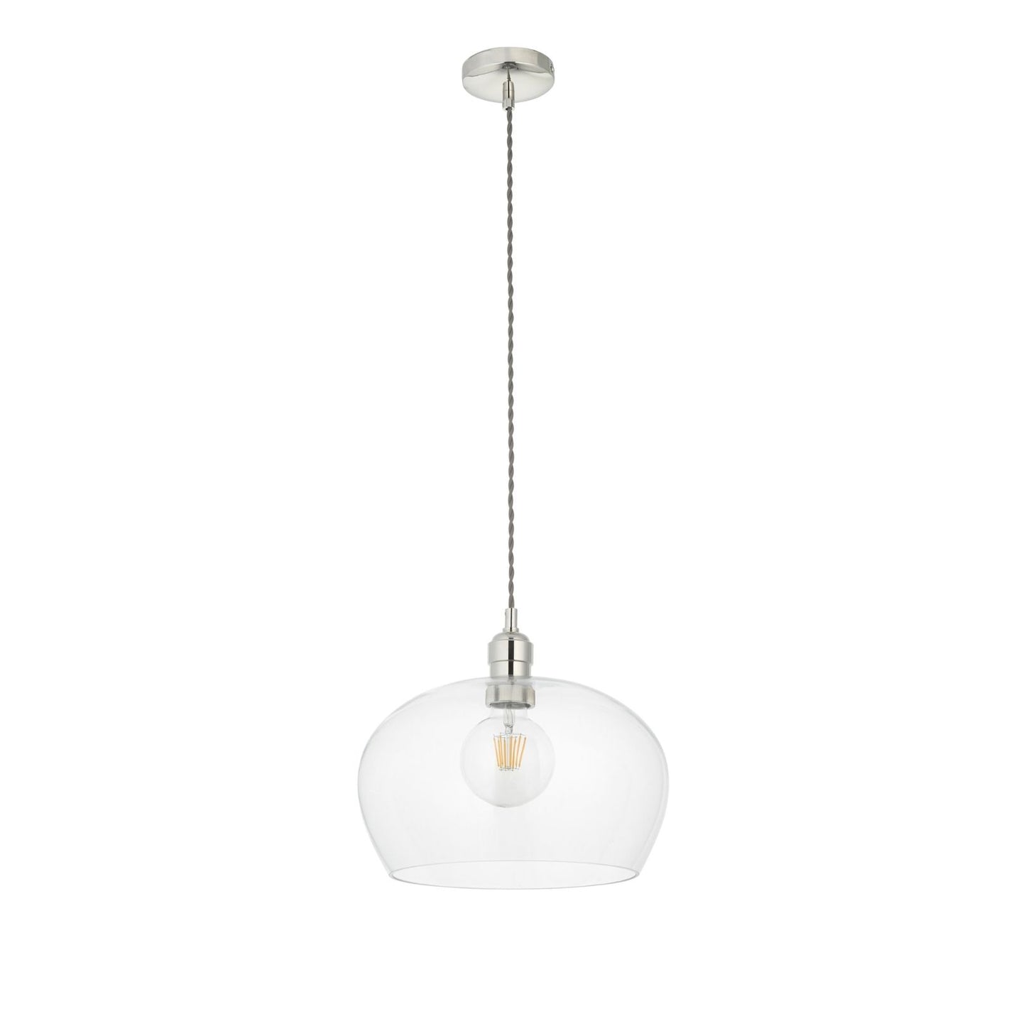 Stourton Nickel & Glass Bowl Pendant Ceiling Light
