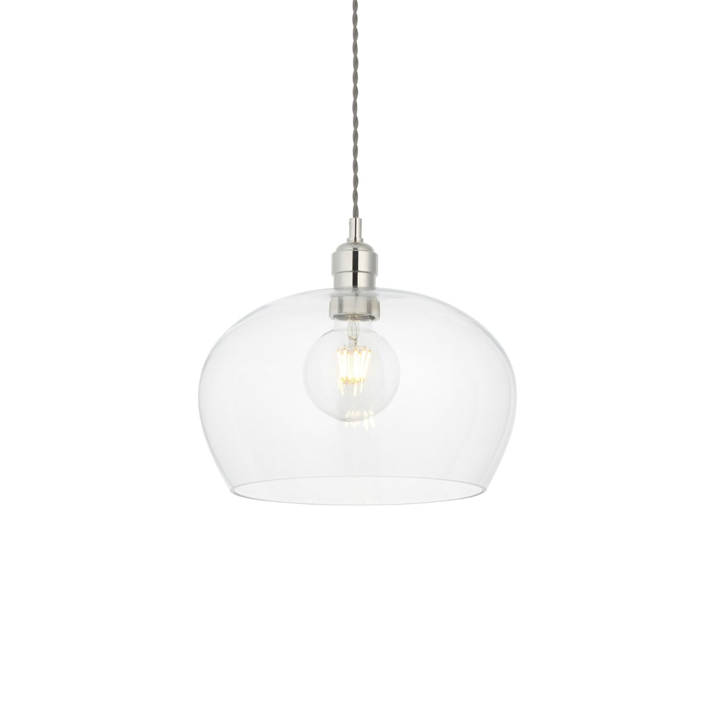 Stourton Nickel & Glass Bowl Pendant Ceiling Light