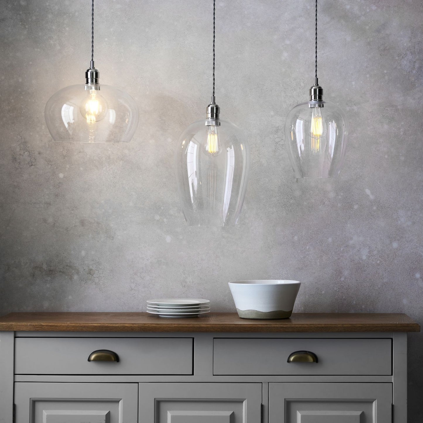 Stourton Nickel & Glass Bowl Pendant Ceiling Light