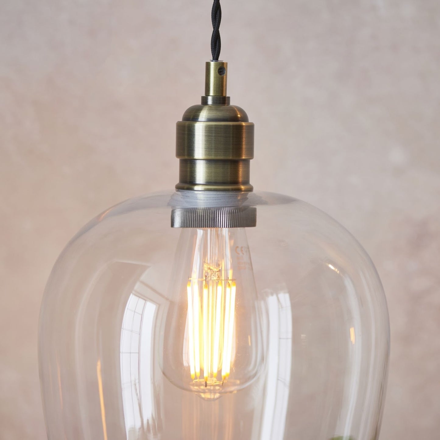 Stourton Antique Brass & Glass Pendant Ceiling Light