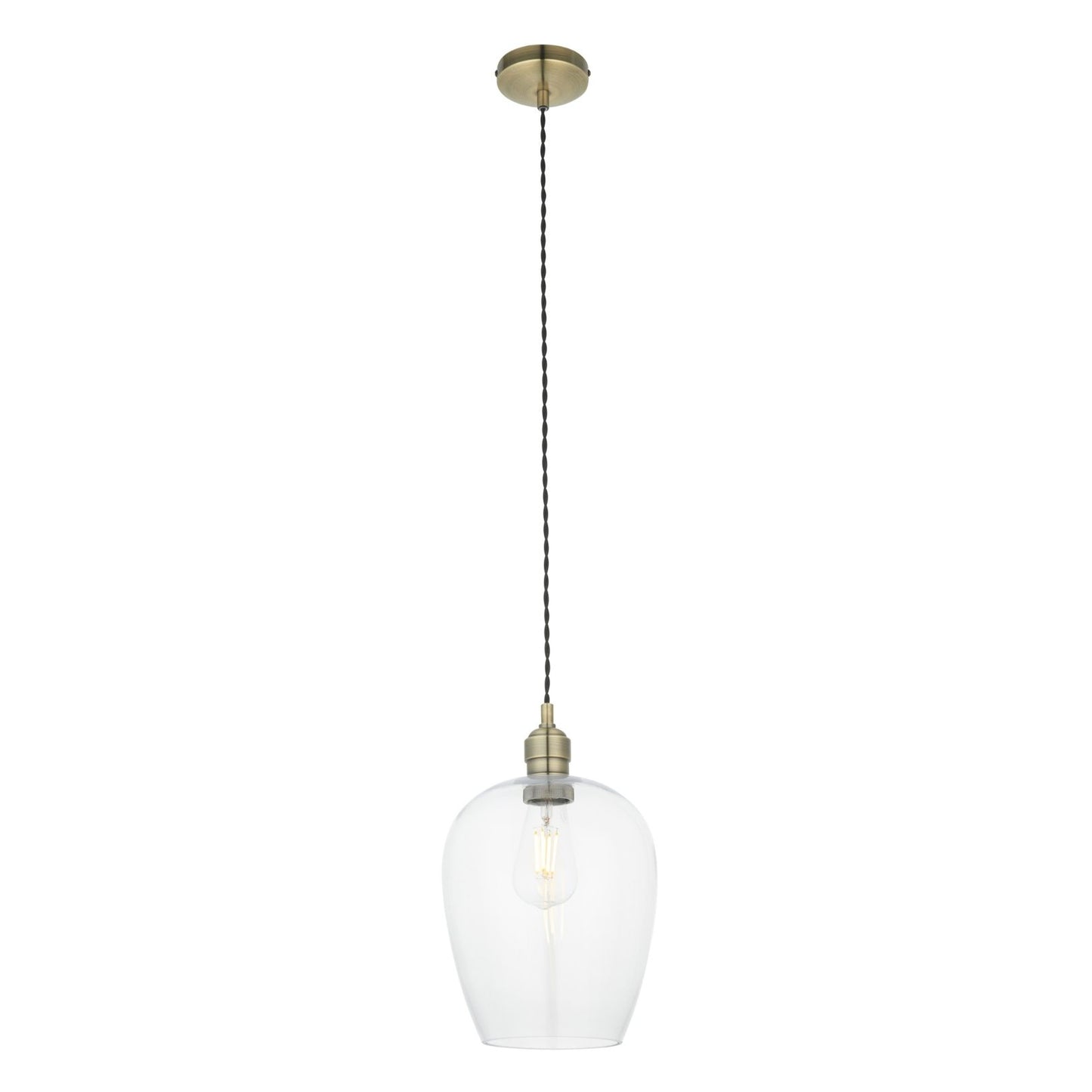 Stourton Antique Brass & Glass Pendant Ceiling Light