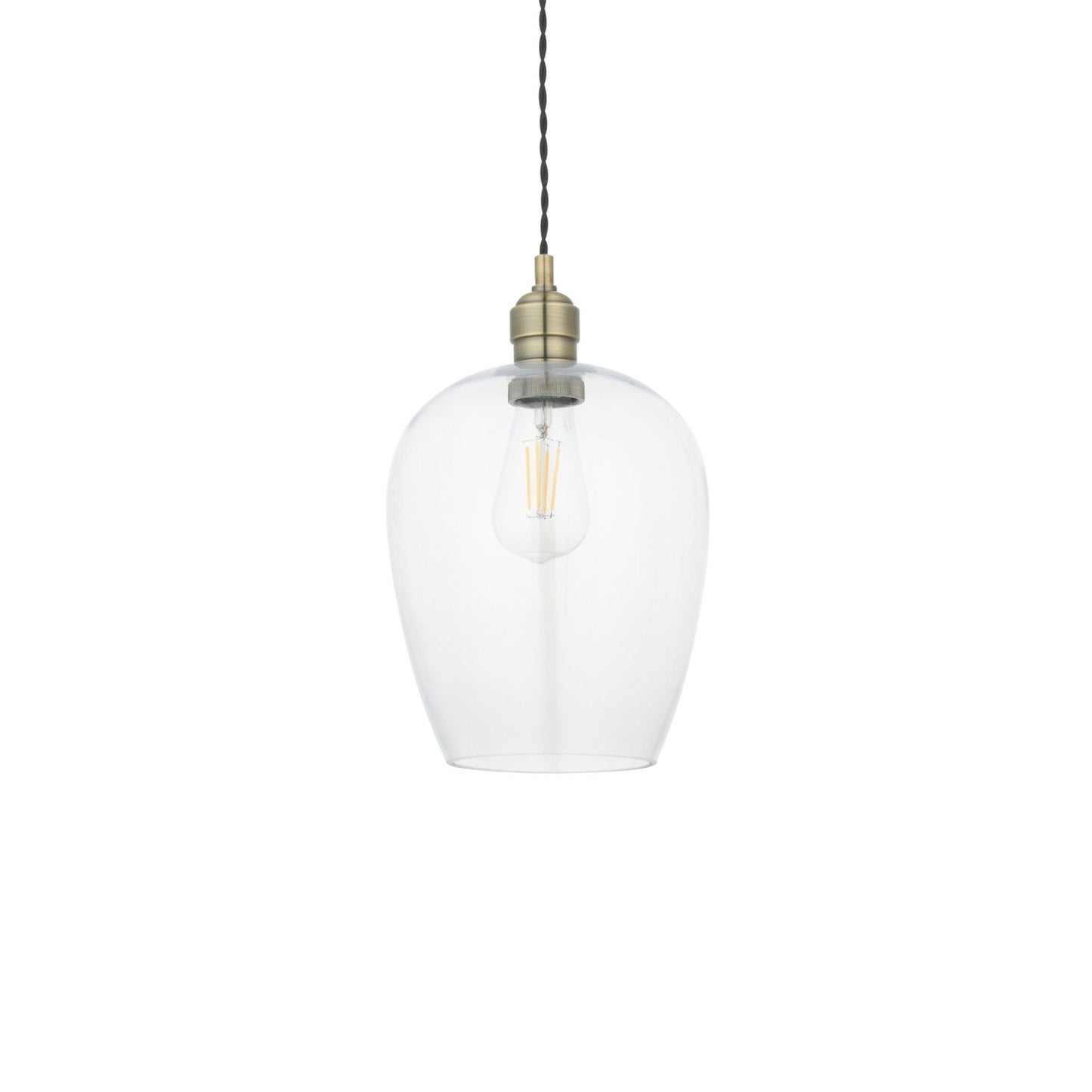 Stourton Antique Brass & Glass Pendant Ceiling Light