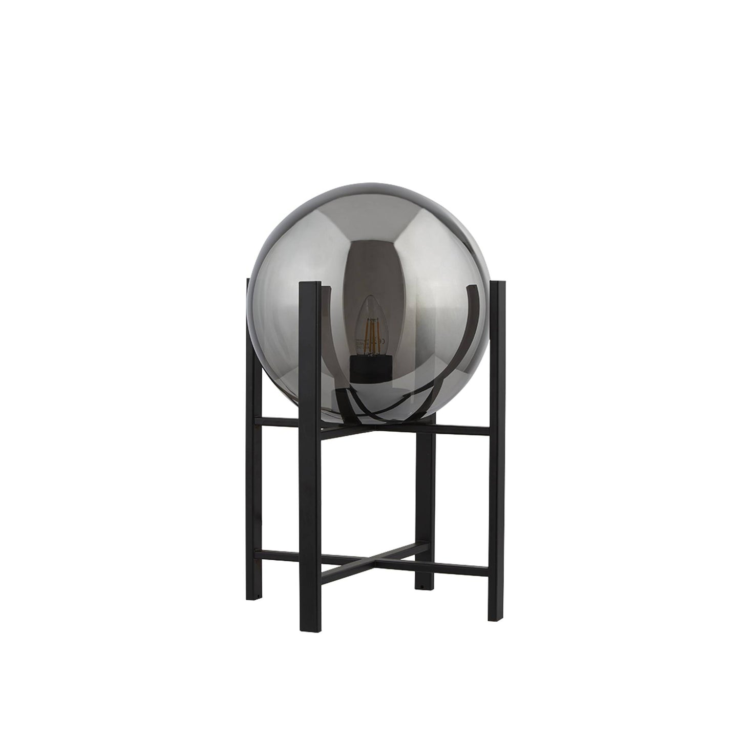 Matt Black Smoked Glass Table Lamp