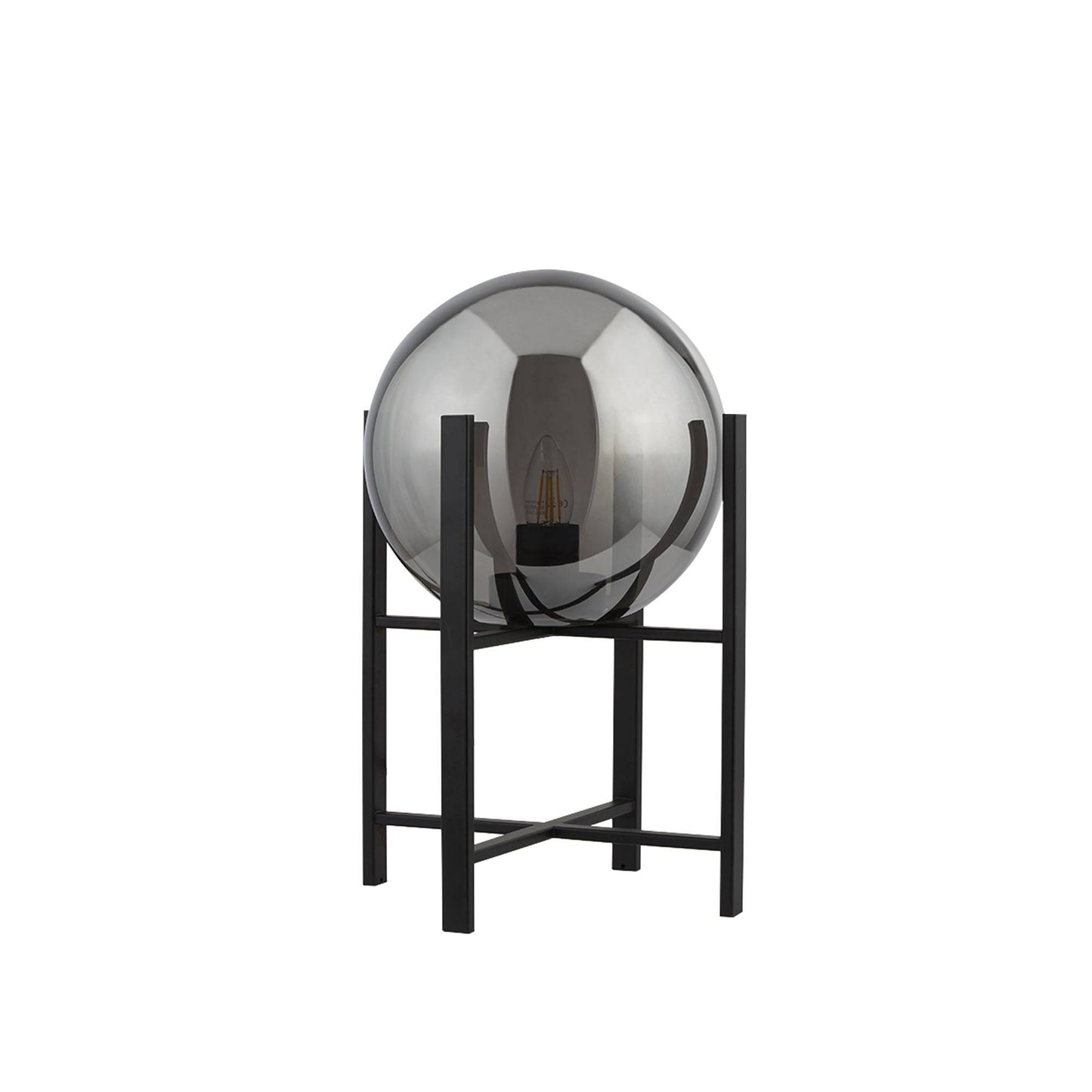 Matt Black Smoked Glass Table Lamp