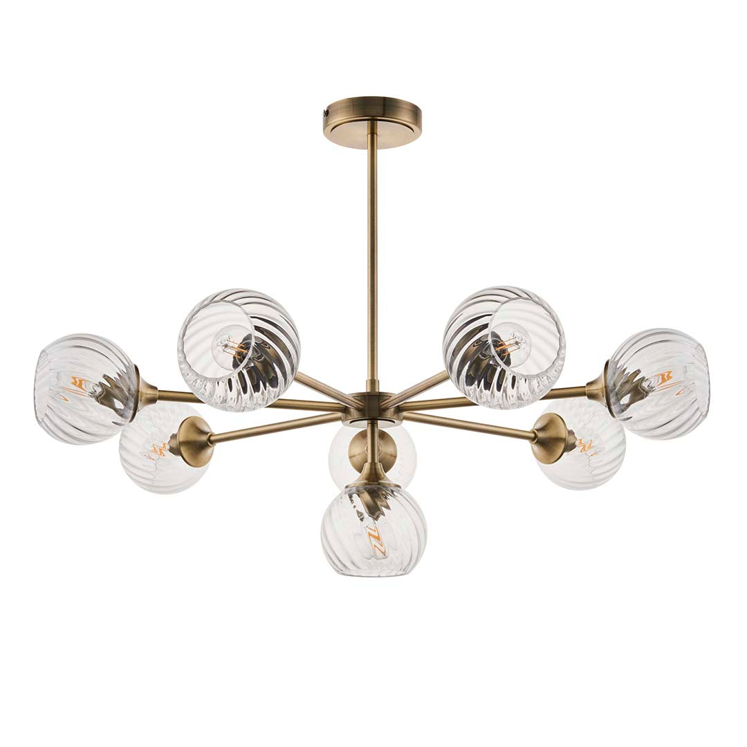 Allegra 8 Light Antique Brass Pendant Ceiling Light