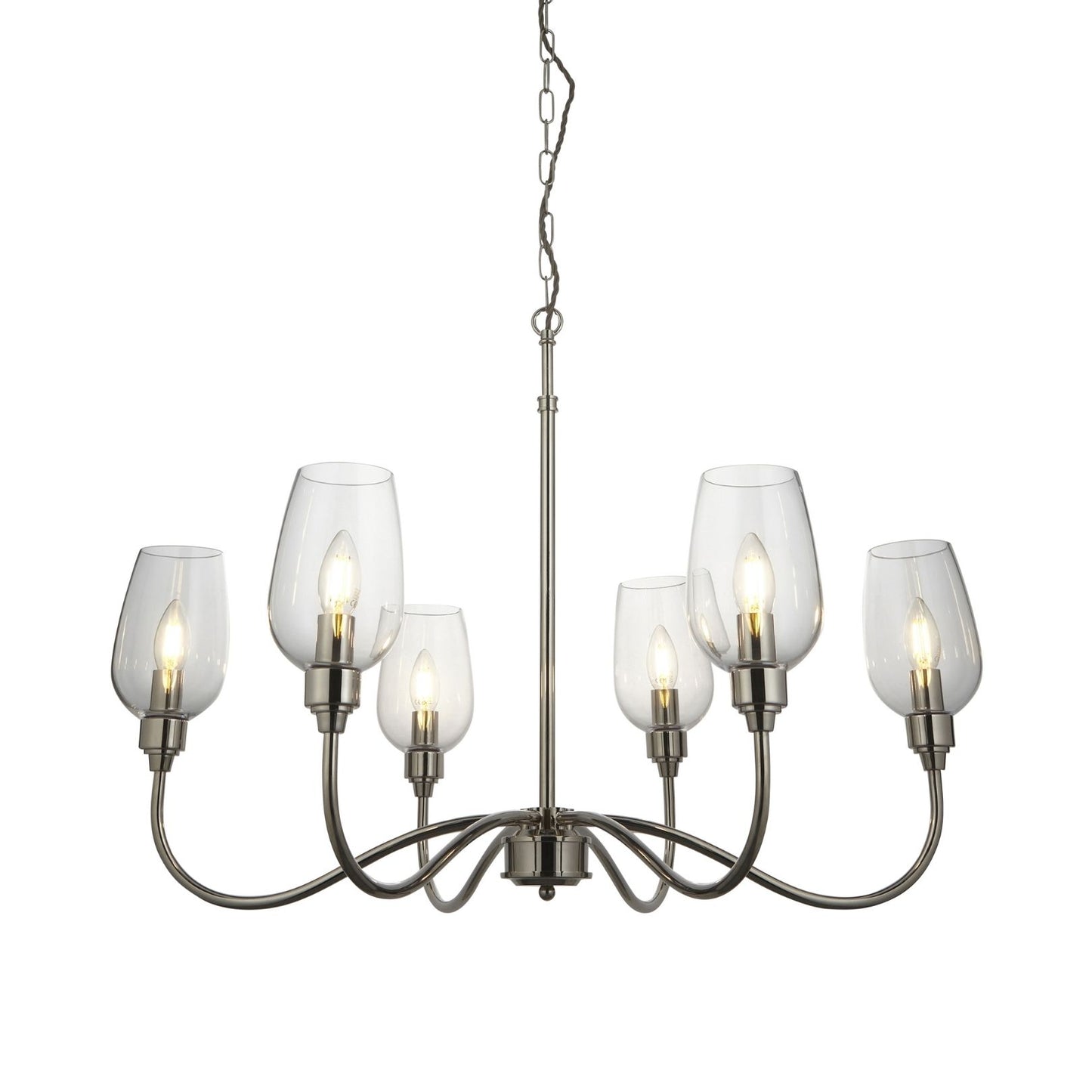 Stourton 6 Light Nickel & Glass Pendant Ceiling Light