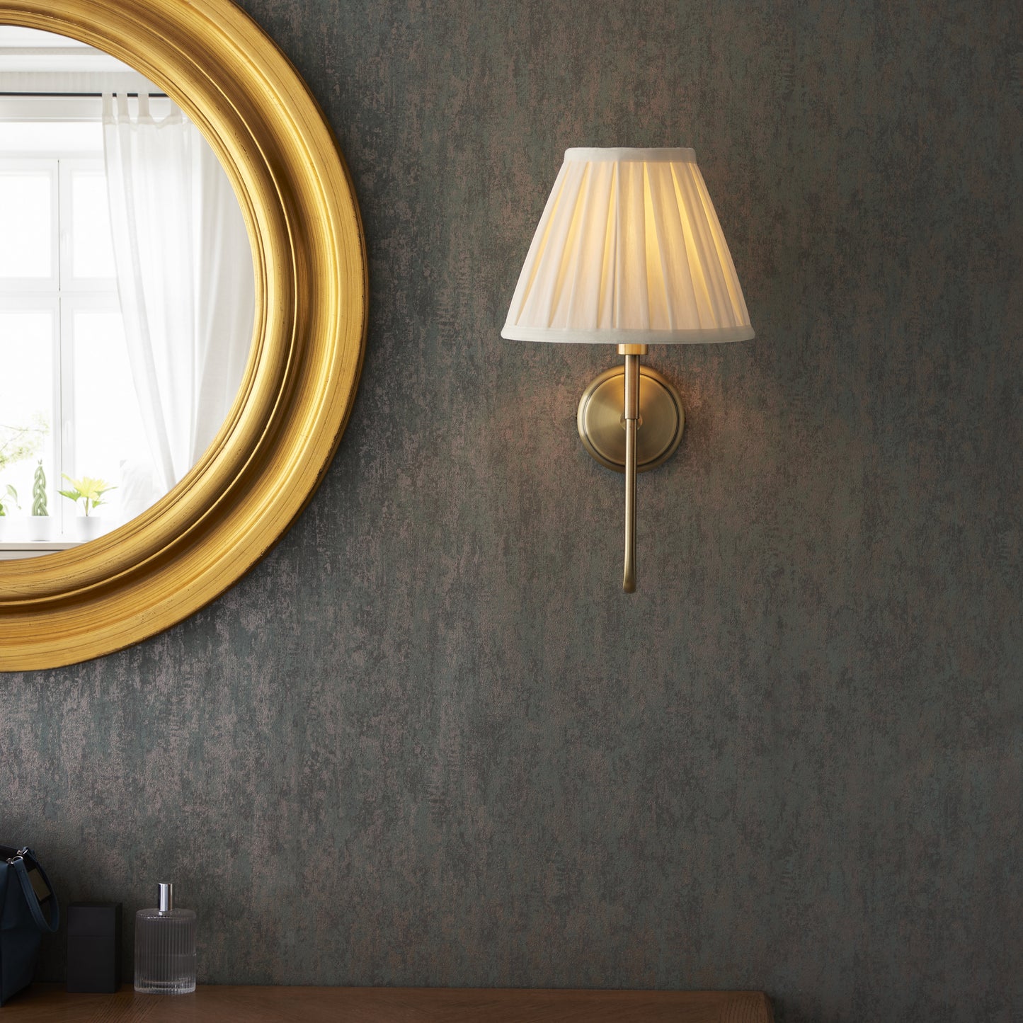 Rouen Wall Light & Carla 25cm Antique Brass