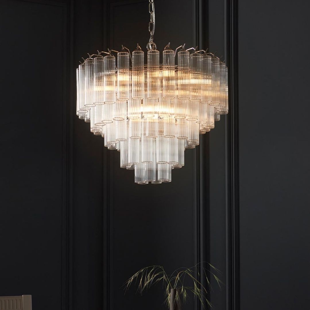 Toulouse 12-Light Silver and Glass Pendant Ceiling Light