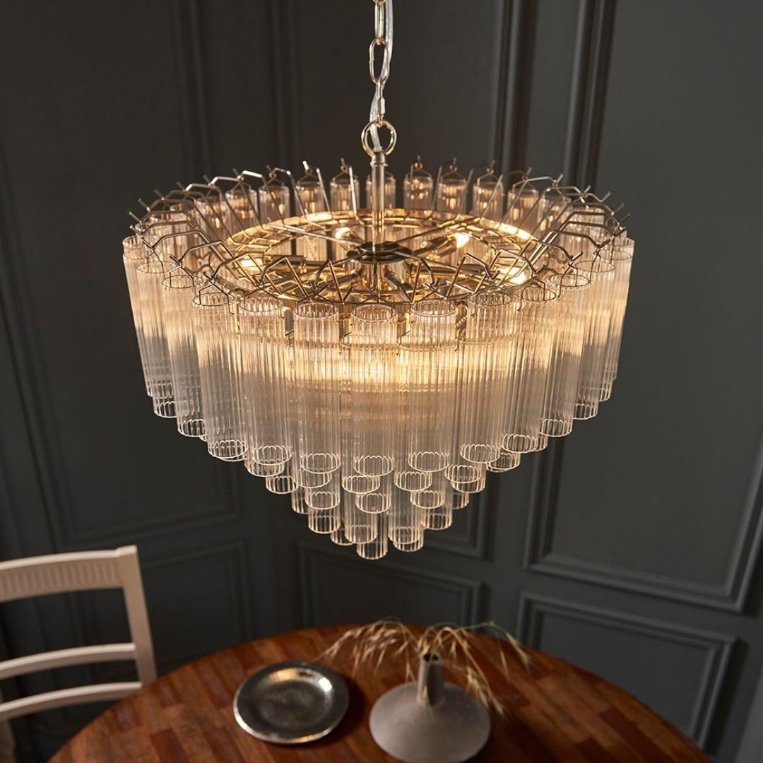 Toulouse 12-Light Silver and Glass Pendant Ceiling Light