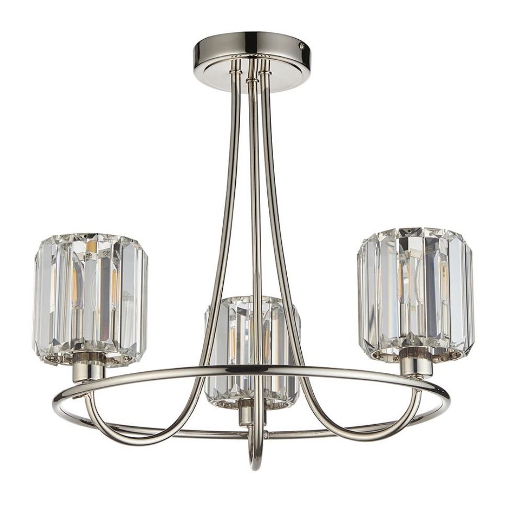 Berenice 3 Light Semi Flush Silver Ceiling Light