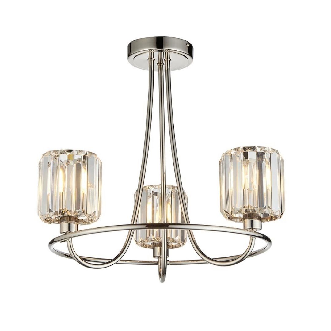 Berenice 3 Light Semi Flush Silver Ceiling Light