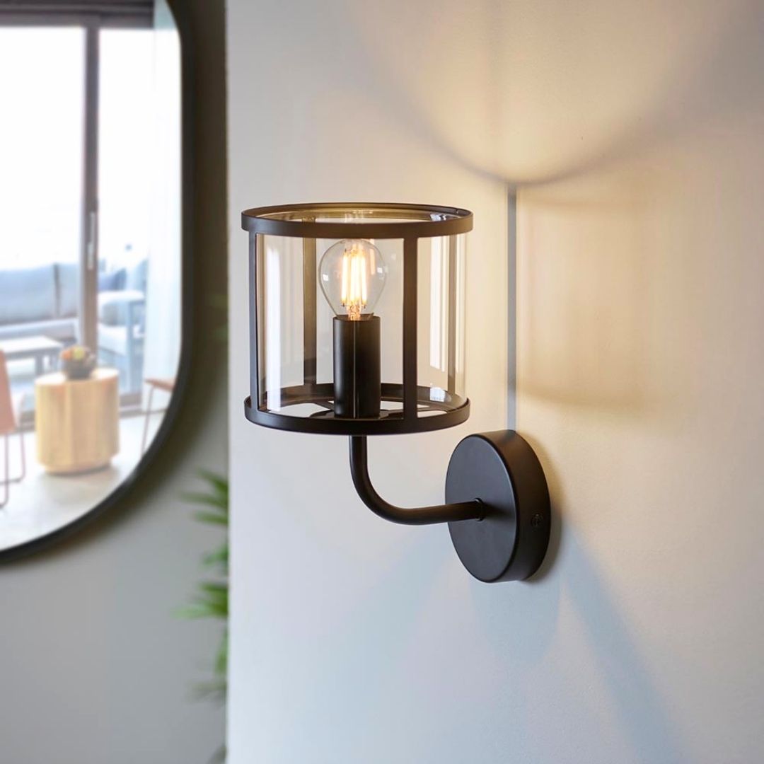 Hopton 1 Light Matte Black Wall Light