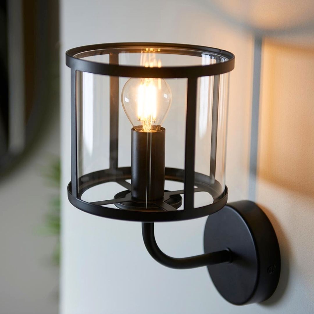 Hopton 1 Light Matte Black Wall Light