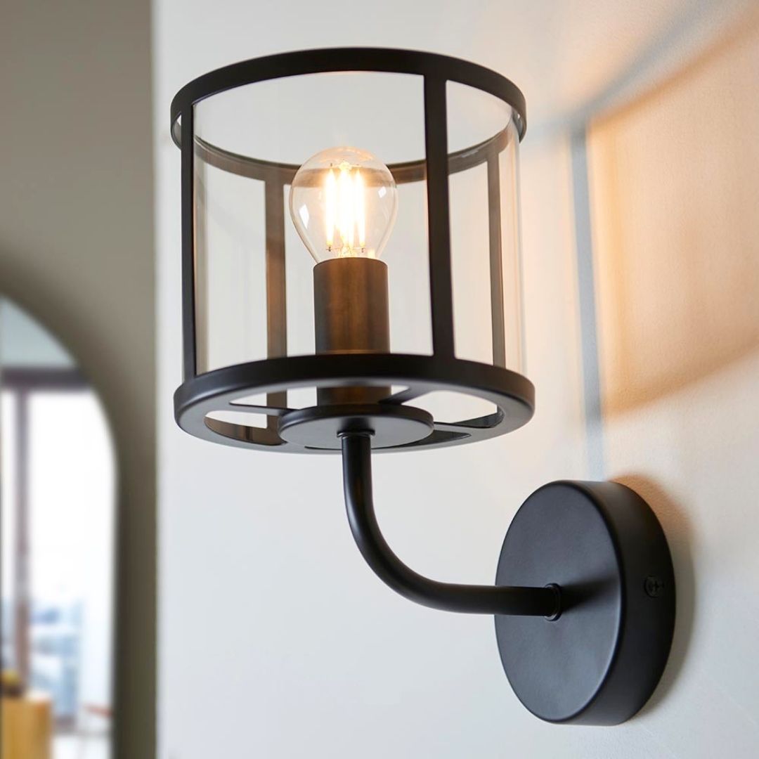 Hopton 1 Light Matte Black Wall Light