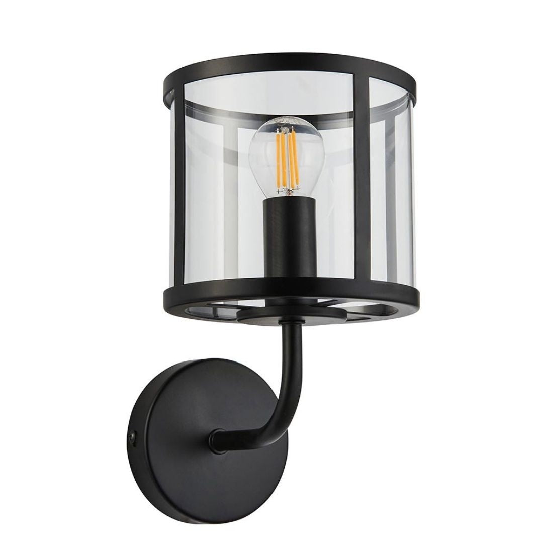 Hopton 1 Light Matte Black Wall Light