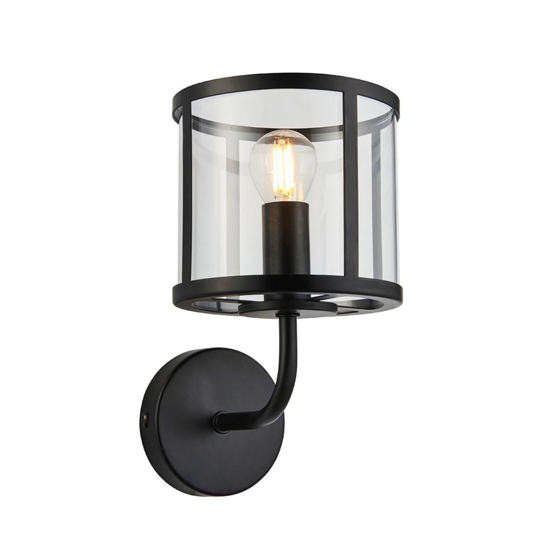 Hopton 1 Light Matte Black Wall Light