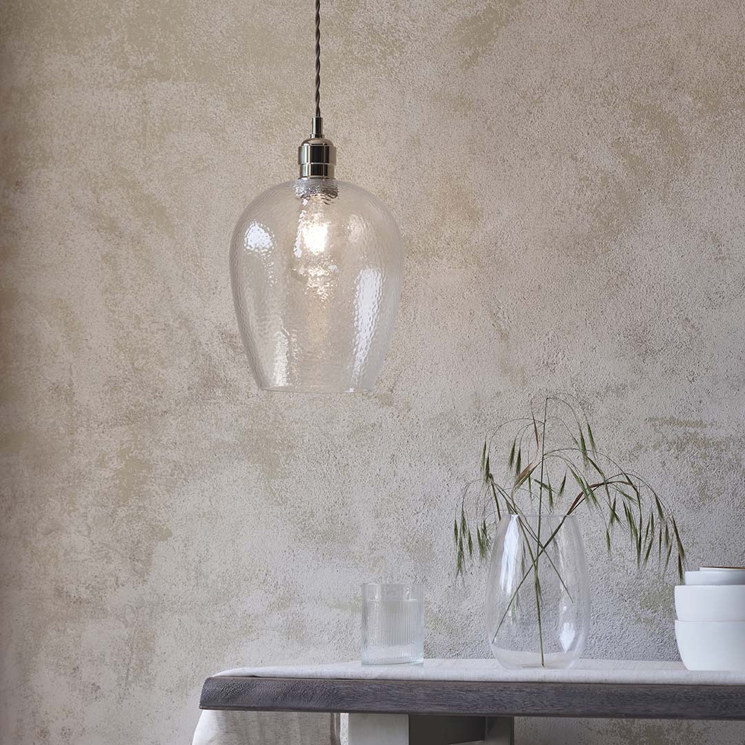 Bindki Hammered Polished Nickel Small Pendant