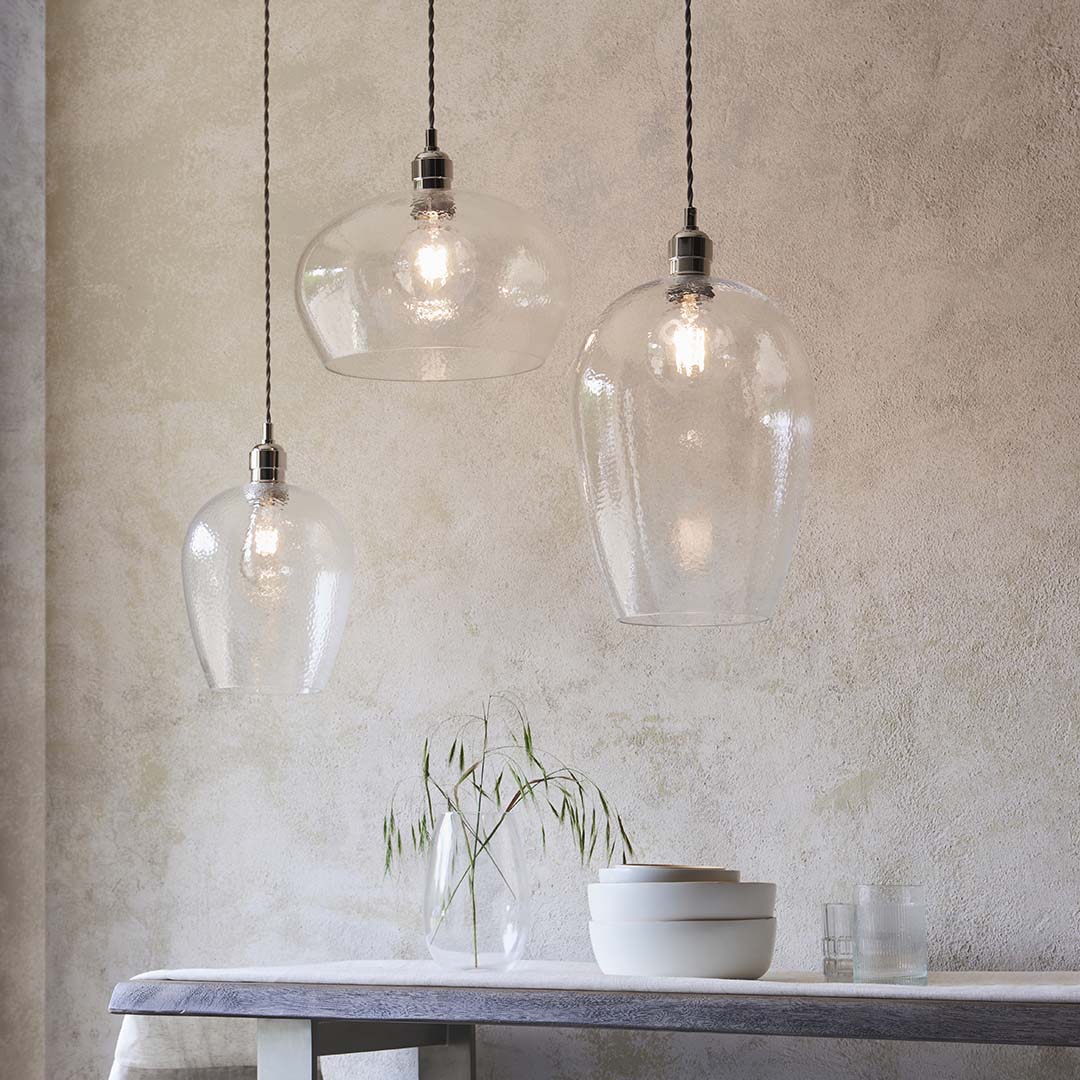 Bindki Hammered Polished Nickel Small Pendant Ceiling Light