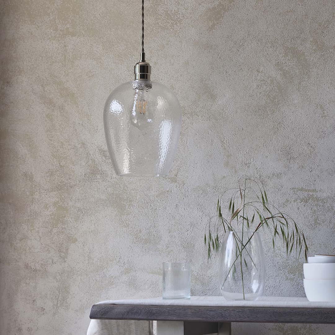 Bindki Hammered Polished Nickel Small Pendant