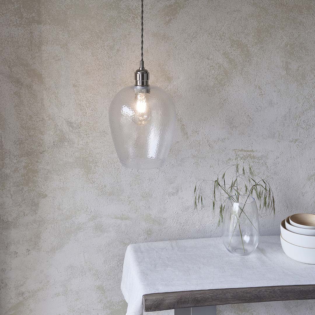 Bindki Hammered Polished Nickel Small Pendant
