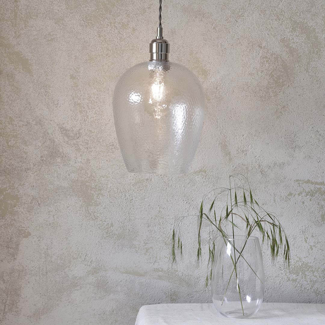 Bindki Hammered Polished Nickel Small Pendant