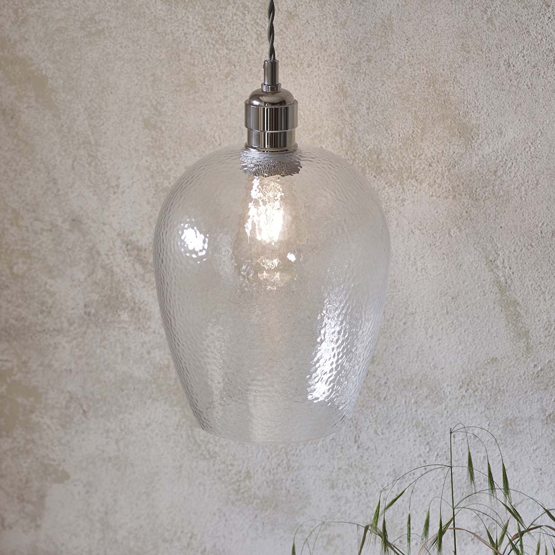 Bindki Hammered Polished Nickel Small Pendant