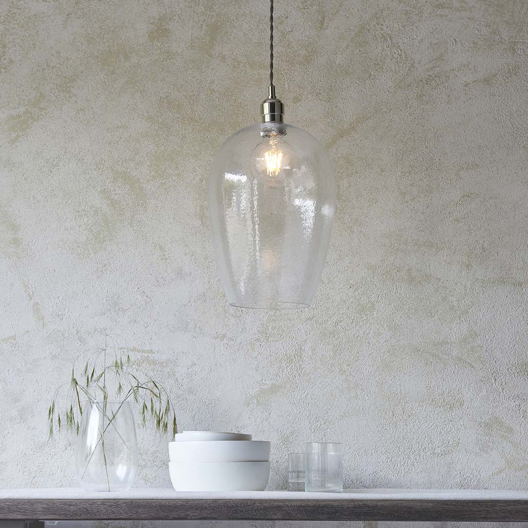 Bindki Hammered Polished Nickel Large Pendant