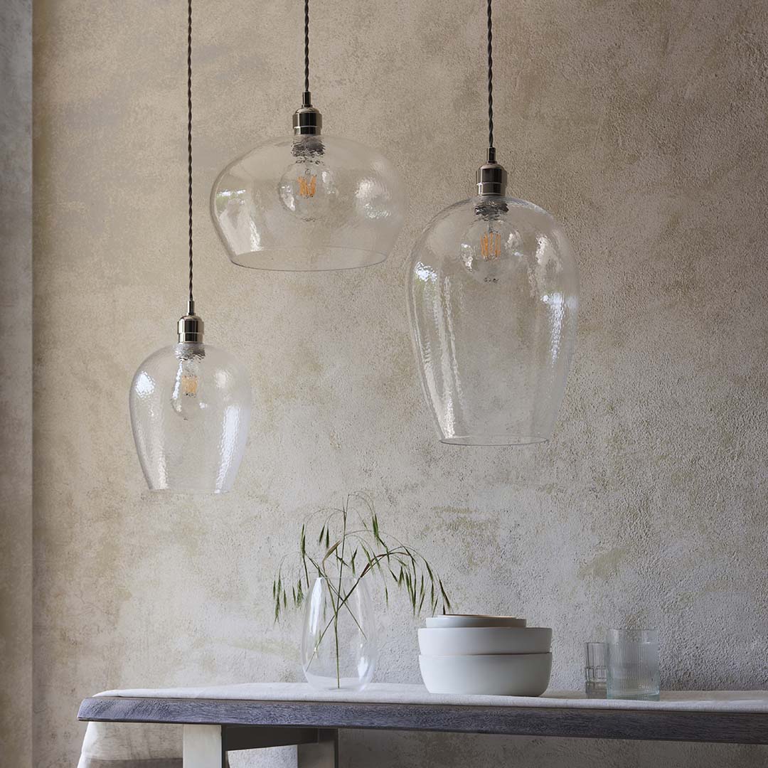 Bindki Hammered Polished Nickel Large Pendant Ceiling Light