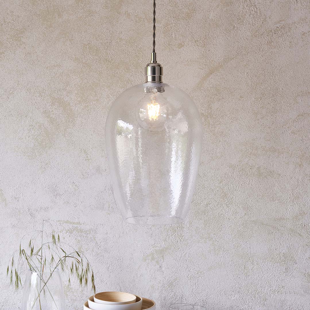 Bindki Hammered Polished Nickel Large Pendant