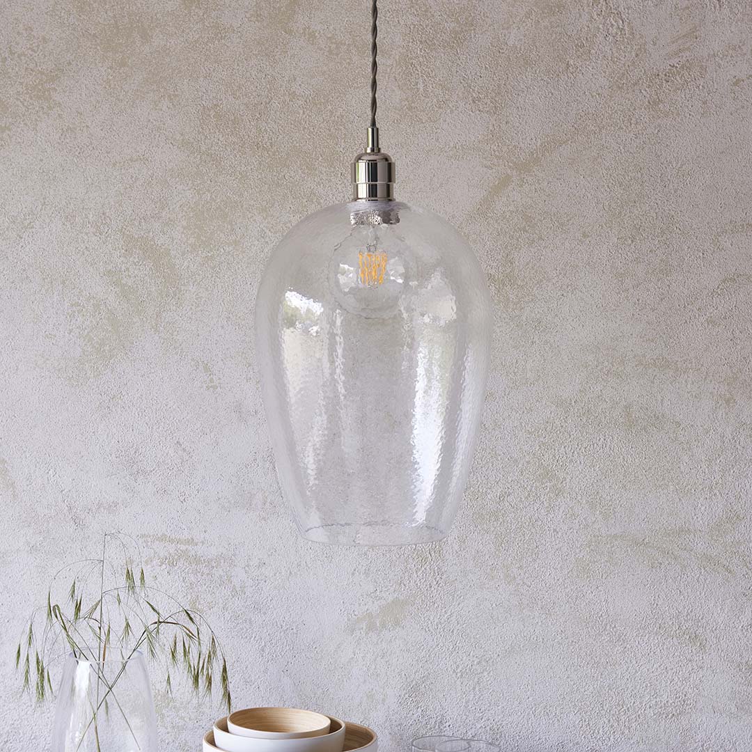 Bindki Hammered Polished Nickel Large Pendant