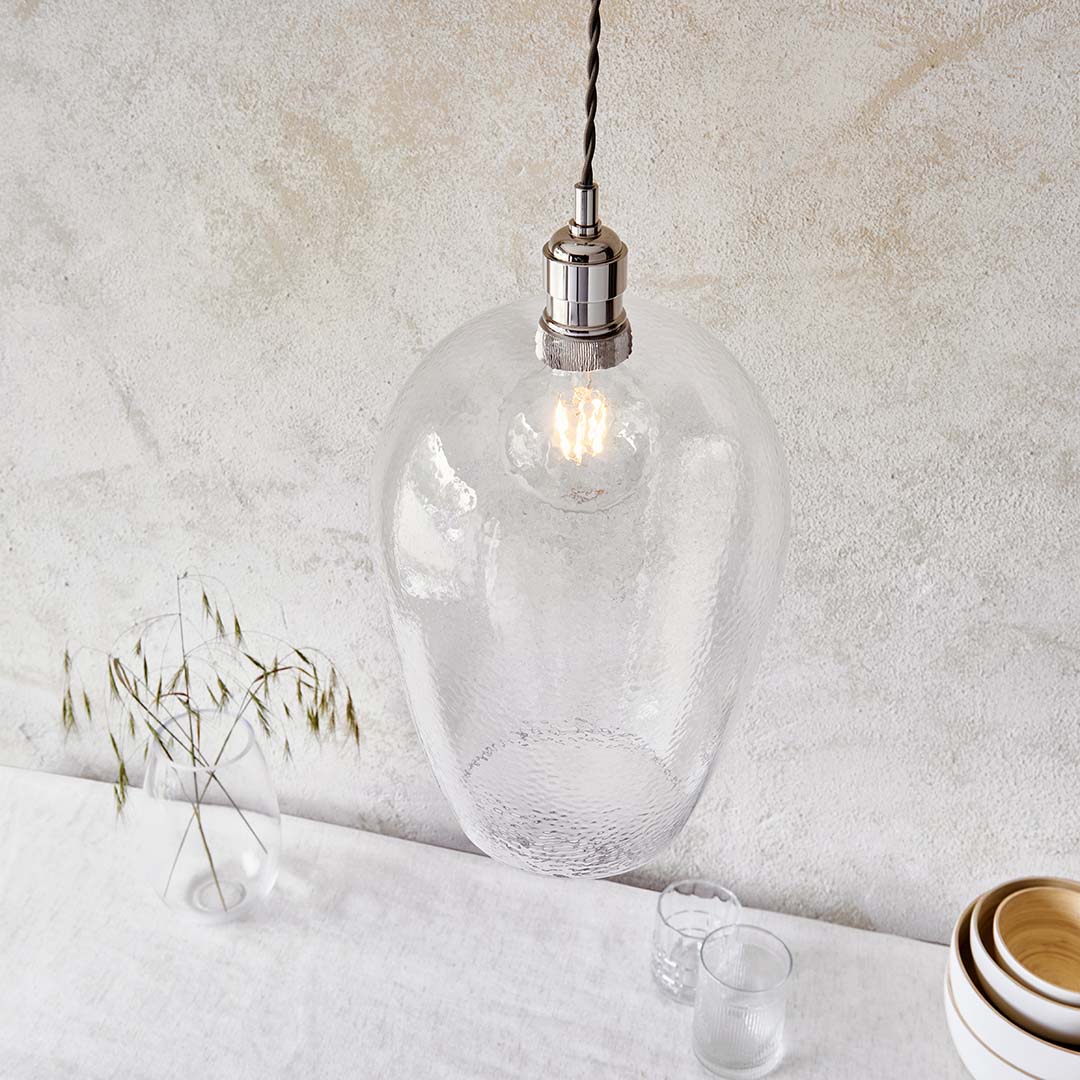 Bindki Hammered Polished Nickel Large Pendant