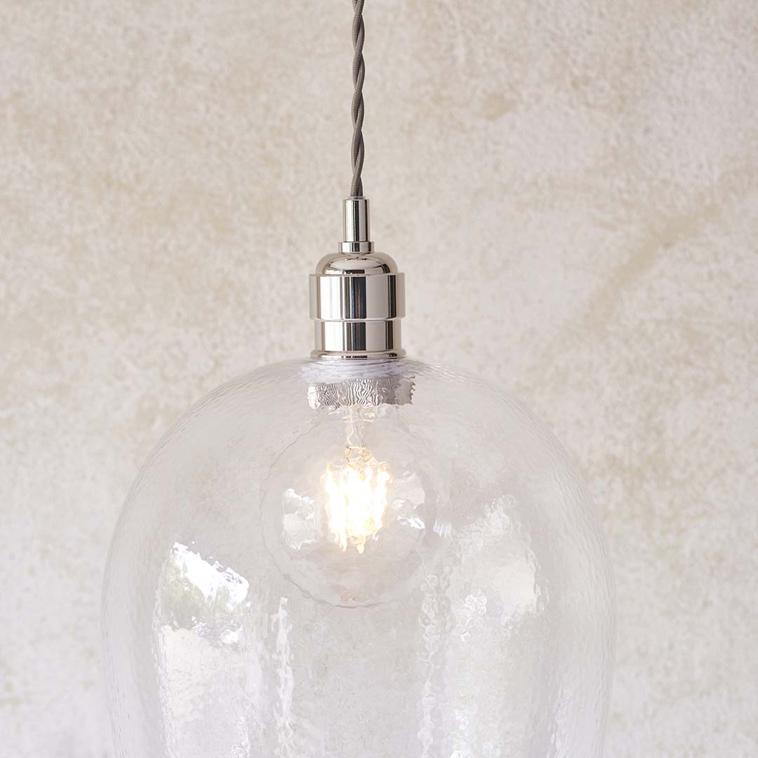 Bindki Hammered Polished Nickel Large Pendant