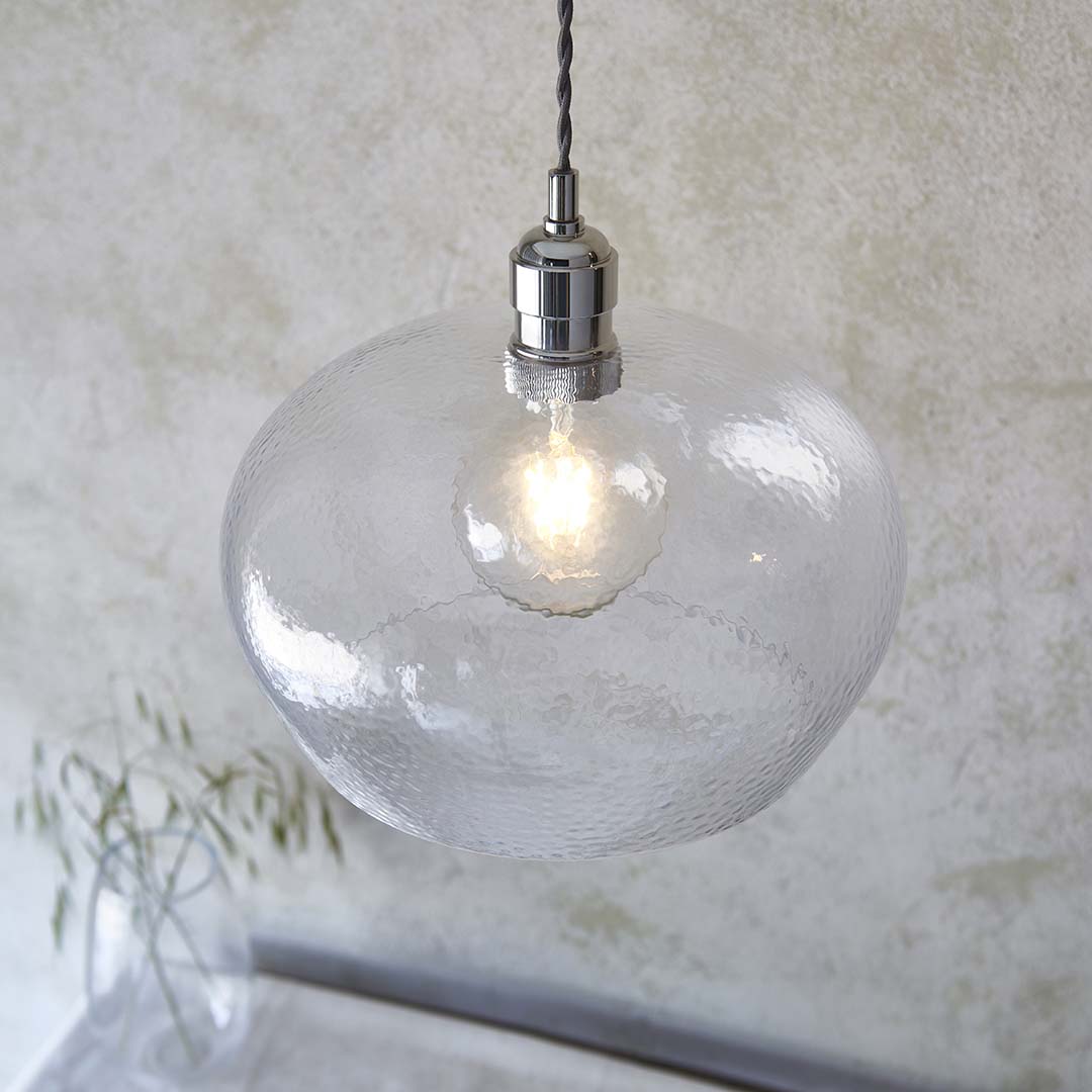 Bindki Hammered Polished Nickel Medium Pendant