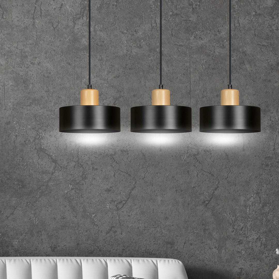 Torin 3 Light Linear Pendant Black
