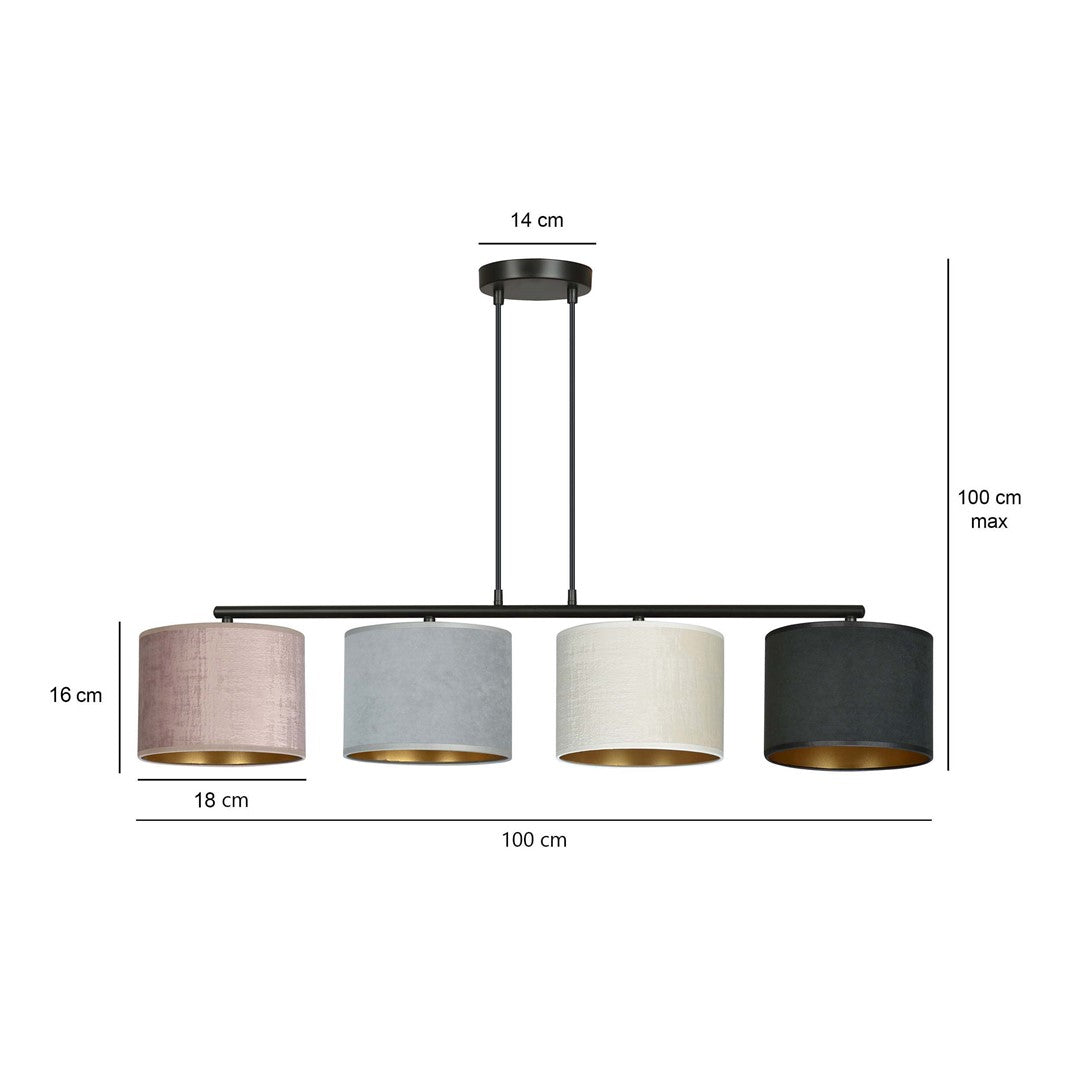 Hilde 4 Light Pendant Black With Neutral Shades