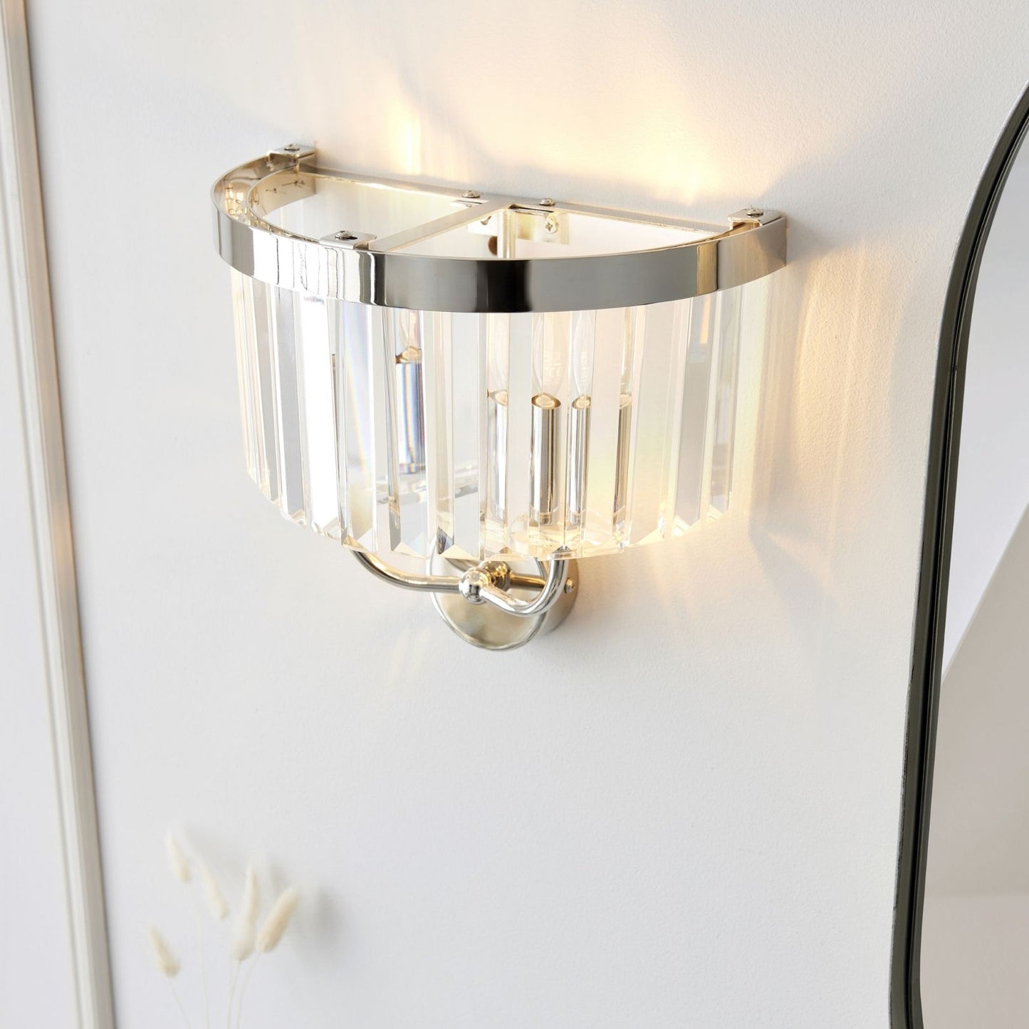 Chesterfield 2 Light Nickel & Crystal Wall Light